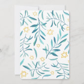 Invitation Aquarelle Botanique Star de David Bar Bat mitzvah (Dos)