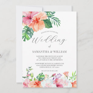 Invitation Aquarelle botanique tropicale Mariage floral