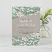 Invitation Aquarelle botanique Verdure Baptême (Debout devant)