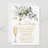 Invitation Aquarelle Botanique Verdure Brunch Bubbly Gold (Devant)