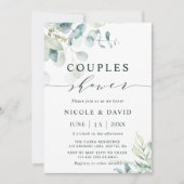 Invitation Aquarelle Botanique Verdure Couples Douche (Devant)