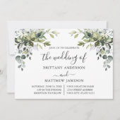 Invitation Aquarelle Botanique Verdure Mariage de calligraphi (Devant)