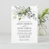 Invitation Aquarelle Botanique Verdure Mariage photo (Debout devant)