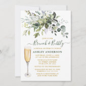 Invitation Aquarelle Botanique Verdure Or Brunch Bubbly (Devant)