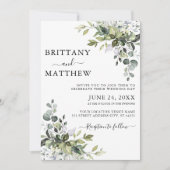 Invitation Aquarelle Botanique Verdure Photo Retour Mariage (Devant)