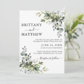 Invitation Aquarelle Botanique Verdure Photo Retour Mariage (Debout devant)