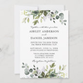 Invitation Aquarelle Botanique Verdure Photo Retour Mariage (Devant)
