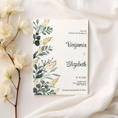 Invitation Aquarelle botanique vert or vert Mariage