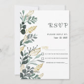 Invitation Aquarelle botanique vert or vert verdure RSVP (Devant)