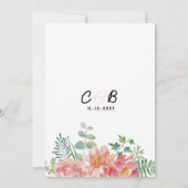 Invitation Aquarelle botanique vert rose Mariage floral (Dos)