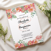 Invitation Aquarelle botanique vert rose Mariage floral