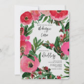 Invitation Aquarelle Botaniques Anémones rose Mariage Floral (Devant)