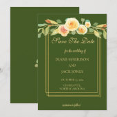 Invitation Aquarelle Bouquet de rose jaune Enregistrer la dat (Devant / Derrière)