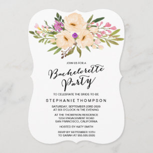Invitation Aquarelle Bouquet d'ivoire Anémones