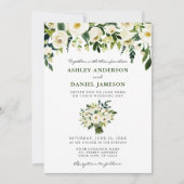 Invitation Aquarelle Bouquet floral Élégant mariage vert (Devant)