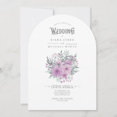Invitation Aquarelle Bouquet Mariage Lilac Arch ID654 (Devant)