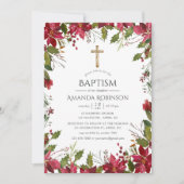 Invitation Aquarelle Bourgogne Baptême ou baptême Floral (Devant)