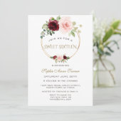 Invitation Aquarelle Bourgogne Blush Floral Gold Sweet 16 (Debout devant)