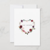 Invitation Aquarelle Bourgogne Blush Flowers Baby shower (Dos)