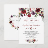 Invitation Aquarelle Bourgogne Blush Flowers Baby shower (Devant / Derrière)