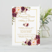 Invitation Aquarelle Bourgogne Dîner de répétition Florale Go (Debout devant)