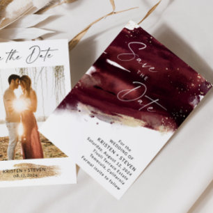 Invitation Aquarelle Bourgogne Enregistrer La Date