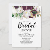 Invitation Aquarelle Bourgogne Fête des mariées florale (Devant)