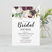 Invitation Aquarelle Bourgogne Fête des mariées florale (Debout devant)