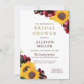 Invitation Aquarelle Bourgogne Fête des mariées rustique (Devant)