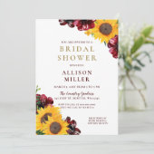 Invitation Aquarelle Bourgogne Fête des mariées rustique (Debout devant)