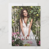 Invitation Aquarelle Bourgogne Floral Graduation Party Photo (Dos)