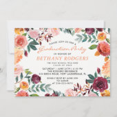 Invitation Aquarelle Bourgogne Floral Graduation Party Photo (Devant)