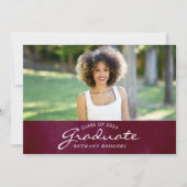 Invitation Aquarelle Bourgogne Floral Graduation Party Photo (Dos)