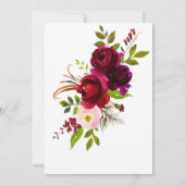 Invitation Aquarelle Bourgogne Floral Mariage Couples Douche (Dos)