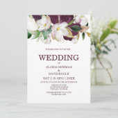 Invitation Aquarelle Bourgogne Floral QR Code Mariage (Debout devant)