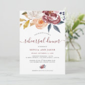 Invitation Aquarelle Bourgogne Florale | Dîner de répétition (Debout devant)