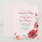 Invitation Aquarelle Bourgogne Florales mignonnes fiançailles (Devant / Derrière)