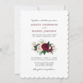 Invitation Aquarelle Bourgogne Flore Vert Mariage S (Devant)