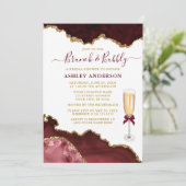 Invitation Aquarelle Bourgogne Gold Marble Bridal Brunch (Debout devant)