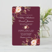 Invitation Aquarelle Bourgogne Mariage Floral Inviter R (Debout devant)