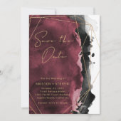 Invitation Aquarelle Bourgogne & Noire Enregistrer La Date (Devant)