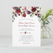 Invitation Aquarelle Bourgogne Plum Blush Flowers Mariage (Debout devant)