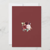 Invitation Aquarelle Bourgogne Plum Blush Flowers Mariage (Dos)