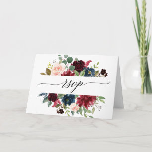 Invitation Aquarelle Bourgogne Rouge Blush Floral RSVP