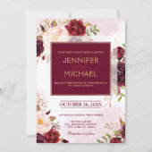 Invitation Aquarelle Bourgogne Rouge Floral Russe Boho (Devant)