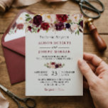 Invitation Aquarelle Bourgogne Rouge Floral Russe Boho Mariag<br><div class="desc">*** Voir Objets correspondants : https://zazzle.com/collections/119552305648576390 **** ||| Aquarelle Bourgogne Rouge Floral Rustique Boho Faire-part de mariage. Pour plus de personnalisation,  cliquez sur le lien "customiser plus" et utilisez notre outil de conception pour modifier ce modèle. Si vous avez besoin d'aide ou d'articles correspondants,  veuillez me contacter.</div>