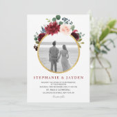 Invitation Aquarelle Bourgogne Rouge Marine Floral Russe Boho (Debout devant)