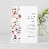Invitation Aquarelle Bourgogne rousse Mariage Floral (Debout devant)