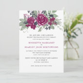 Invitation Aquarelle Bourgogne Vin Floral Boho Mariage (Debout devant)