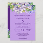 Invitation Aquarelle Bourgogne violet Floral Russe Mariage (Devant / Derrière)